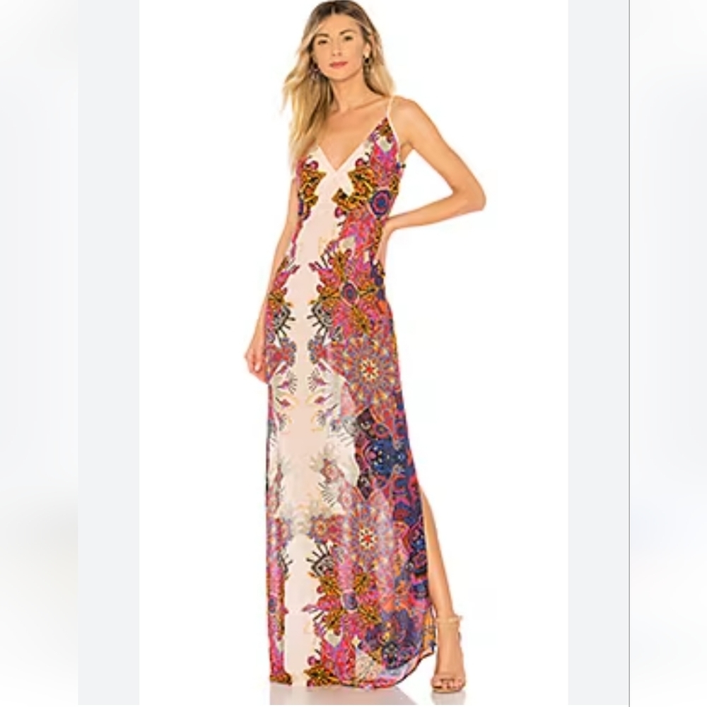 Free People Floral Maxi Dress - Pink and Blue